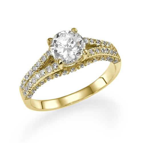 טבעת אירוסין זהב צהוב "קטיה" 1.20 קראט בסגנון וינטאג