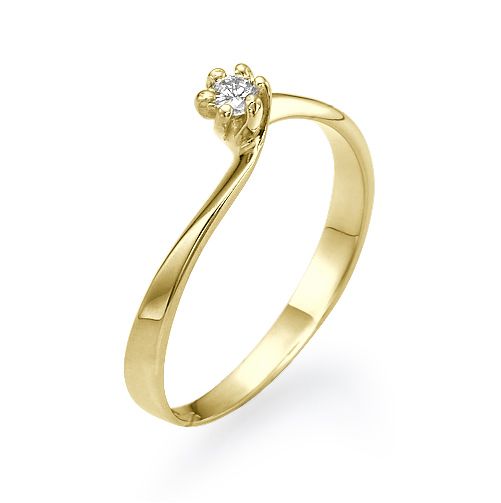 טבעת אירוסין זהב צהוב "ניקול" 0.11 קראט בעיצוב עדין ומלא ברק