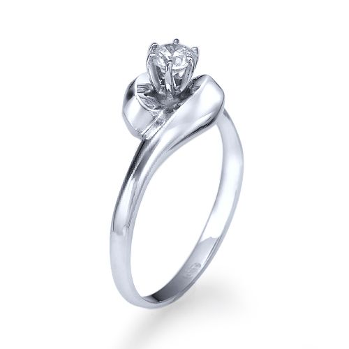 טבעת אירוסין זהב לבן קרי 0.28 קראט בעיצוב ייחודי ומודרני
