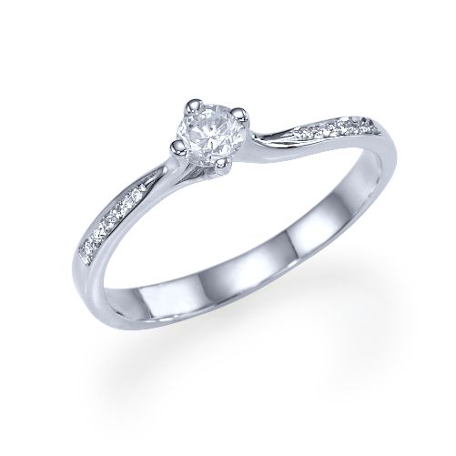 טבעת אירוסין זהב לבן "אנג'לינה" 0.31 קראט יהלומים