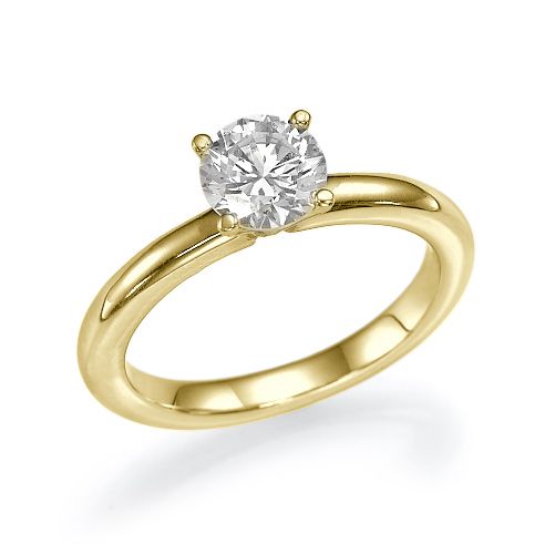 טבעת אירוסין סוליטר זהב צהוב "סבינה" 0.51 קראט בעיצוב קלאסי 