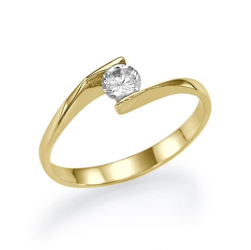טבעת אירוסין זהב צהוב "רייצ'ל" 0.25 קראט בסגנון מודרני וייחודי