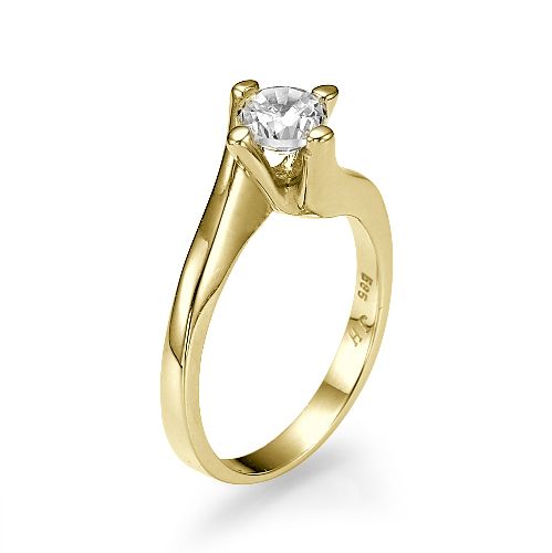 טבעת אירוסין זהב צהוב "אוולין" 0.41 קראט בשיבוץ העוטף את היהלום