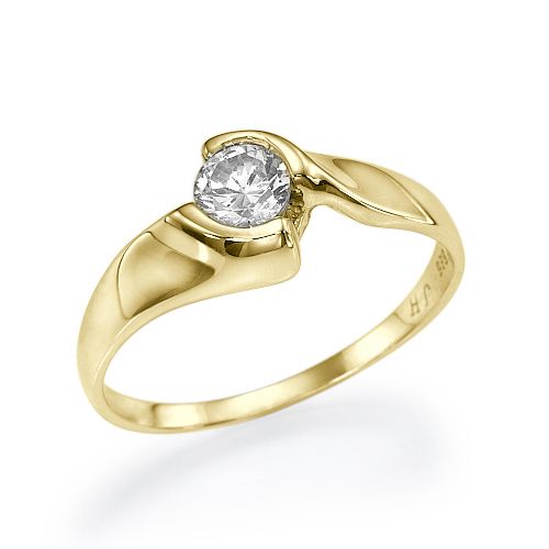 טבעת אירוסין זהב צהוב "הלן" 0.41 קראט בסגנון מודרני ומעוצב