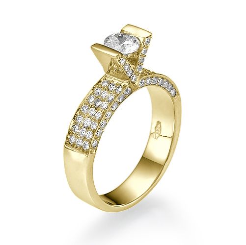 טבעת אירוסין זהב צהוב "ויקטוריה" 1.01 קראט 