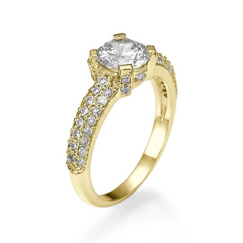 טבעת אירוסין זהב צהוב "נטליה" 1.85 קראט בשיבוץ 61 יהלומים