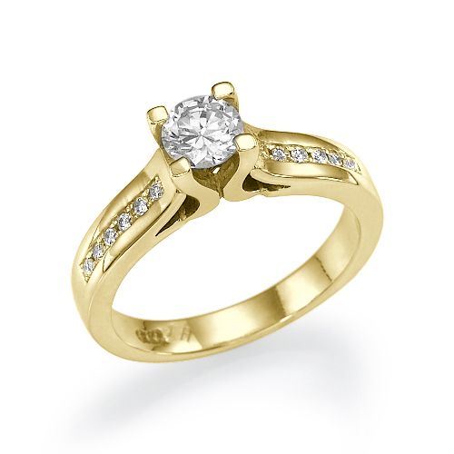 טבעת אירוסין זהב צהוב "ג'ניפר" 0.52 קראט בשיבוץ Prong מעוצב ונקי