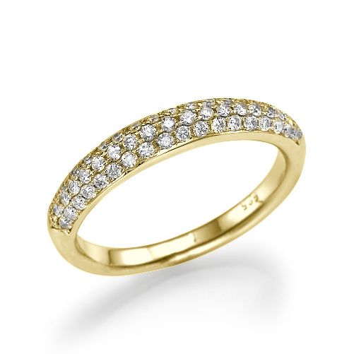 טבעת אירוסין זהב צהוב "פאריס" 0.60 קראט בשיבוץ פאווה