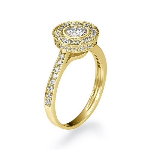 טבעת אירוסין זהב צהוב "הלנה" 0.93 קראט בשיבוץ 53 יהלומים מסביב