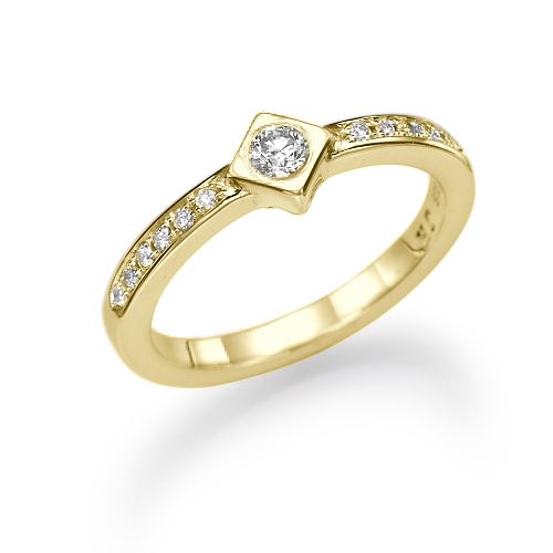טבעת אירוסין זהב צהוב "אמבר" 0.25 קראט בסגנון יוקרתי ועדין