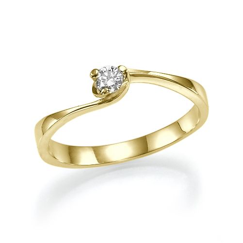 טבעת אירוסין זהב צהוב "בטי" 0.11 קראט בעיצוב עדין וייחודי