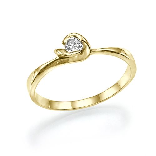 טבעת אירוסין זהב צהוב "דברה" 0.11 קראט בסגנון עכשווי ונוצץ