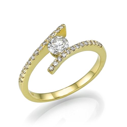 טבעת אירוסין זהב צהוב שאנון 0.70 קראט מעוצבת בסגנון חדשני ונוצץ
