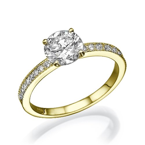 טבעת אירוסין זהב צהוב "לורן" 0.71 קראט יהלומים