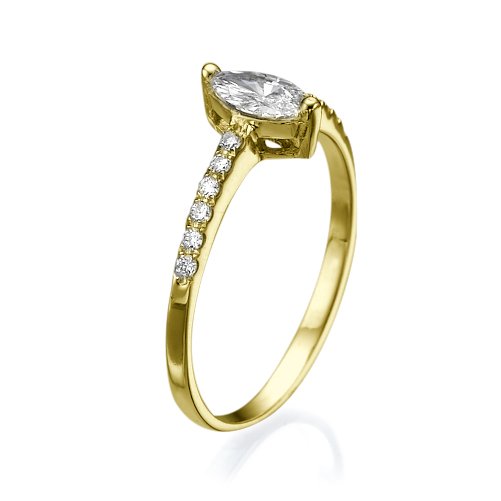 טבעת יהלומים "אלזה" 0.52 קראט זהב צהוב