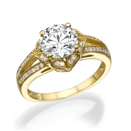 טבעת יהלומים זהב צהוב "גבריאלה" בעיצוב וינטאג'