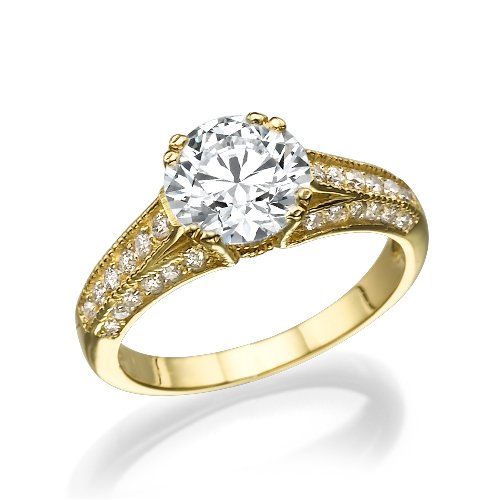 טבעת יהלומים זהב צהוב "יסמין" 2.01 קראט