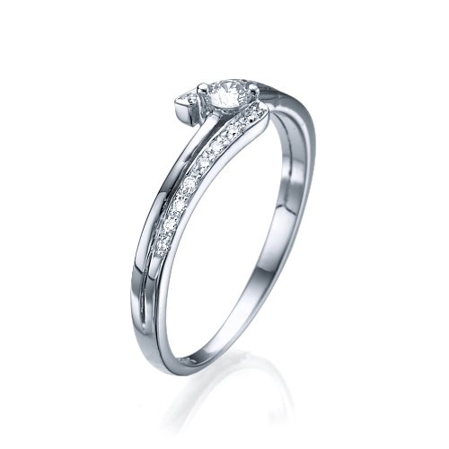טבעת אירוסין "אלבינה" זהב לבן 0.41 קראט יהלומים