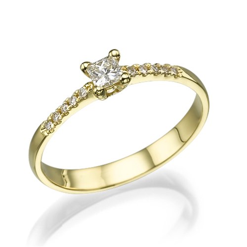 טבעת אירוסין "לוסי" 0.25 קראט זהב צהוב בעיצוב קלאסי 