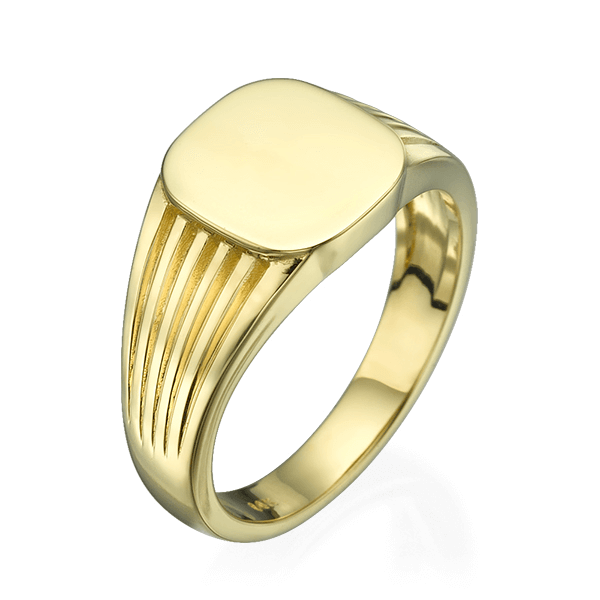 טבעת חותם זהב צהוב 14K
