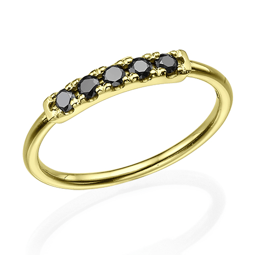 טבעת יהלומים שחורים 0.20 קראט זהב צהוב