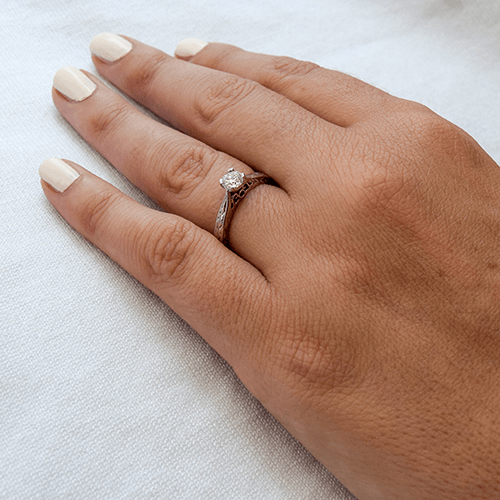 טבעת אירוסין זהב לבן וינטאג