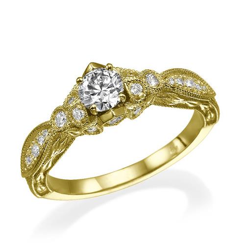 טבעת אירוסין וינטאג' "אינס" 0.85 קראט זהב צהוב