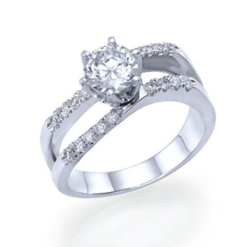 טבעת אירוסין זהב לבן "גל" 0.96 קראט בעיצוב צעיר וייחודי