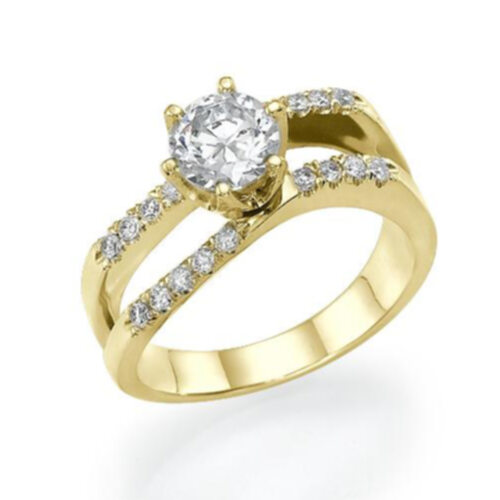 טבעת אירוסין זהב צהוב "גל" 0.96 קראט בעיצוב צעיר וייחודי