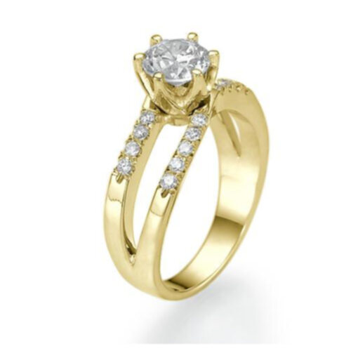 טבעת אירוסין זהב צהוב "גל" 0.96 קראט בעיצוב צעיר וייחודי