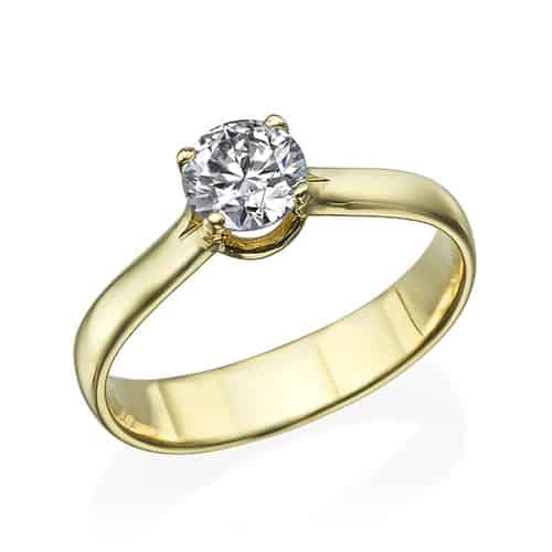 טבעת אירוסין "סנדי" זהב צהוב 1 קראט בעיצוב סוליטר