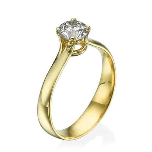 טבעת אירוסין "סנדי" זהב צהוב 1 קראט בעיצוב סוליטר
